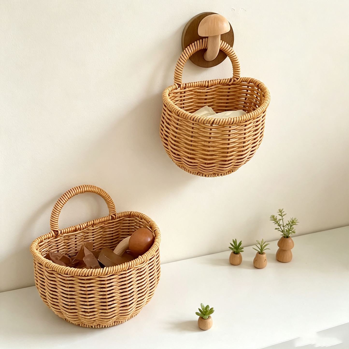 Rattan-Style Wall-Mounted Storage Basket