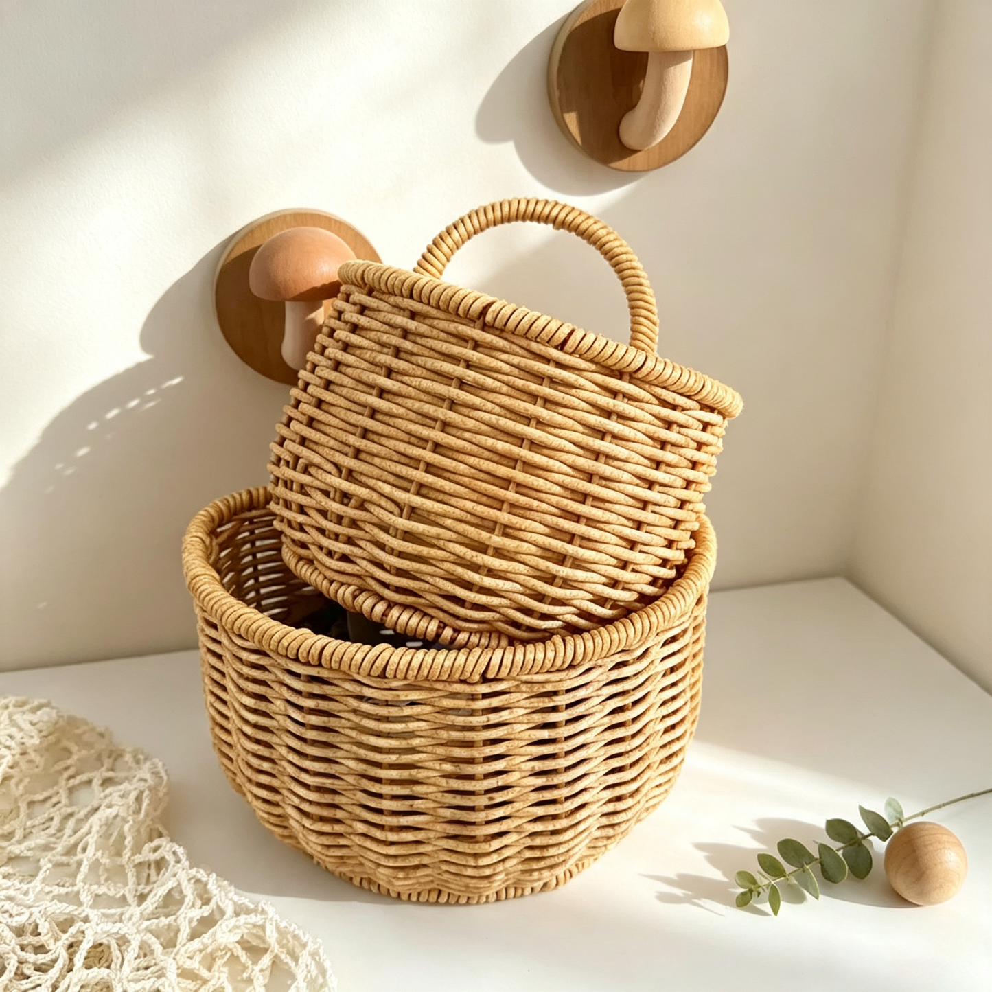Rattan-Style Wall-Mounted Storage Basket