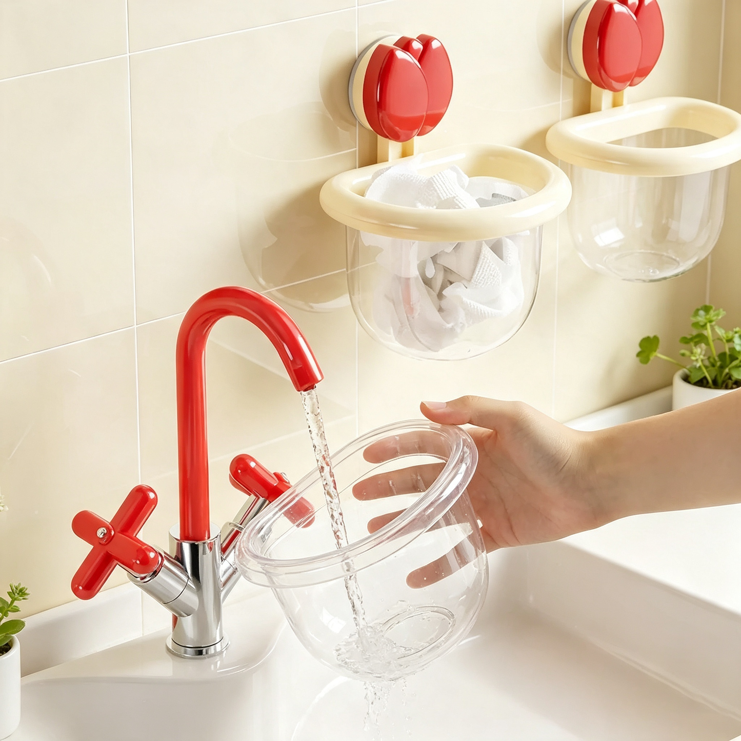 Tulip-Shaped Suction Cup Wall-Mounted Storage Box