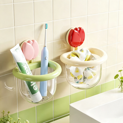 Tulip-Shaped Suction Cup Wall-Mounted Storage Box