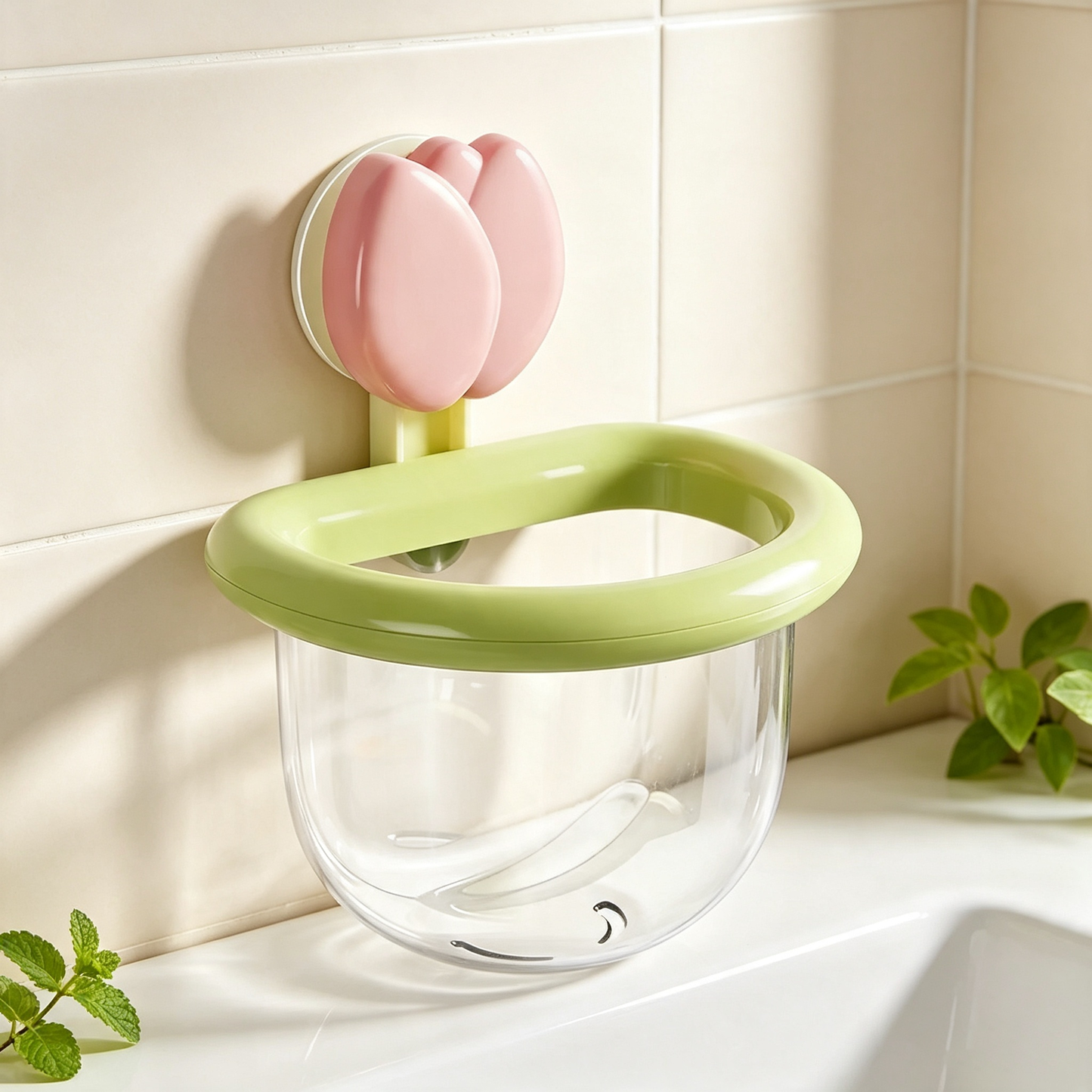 Tulip-Shaped Suction Cup Wall-Mounted Storage Box